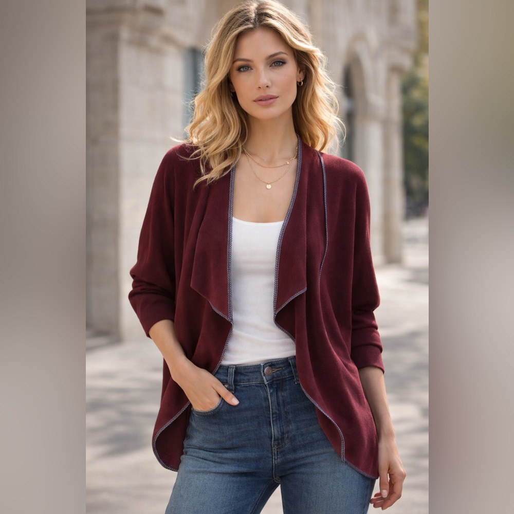 Gérard Darel BRICKLANE Wool Cardigan NWT Burgundy Size 1 Small/medium